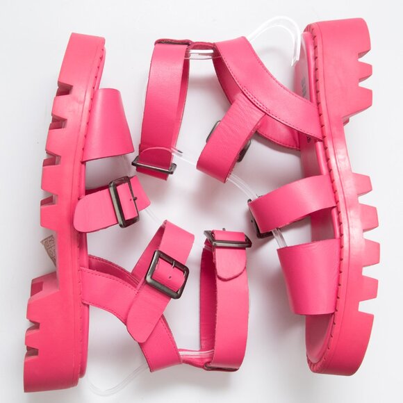 Anthropologie Silent D Friand Gladiator Sport Sandals Platform Leather Pink 39 - Picture 1 of 10